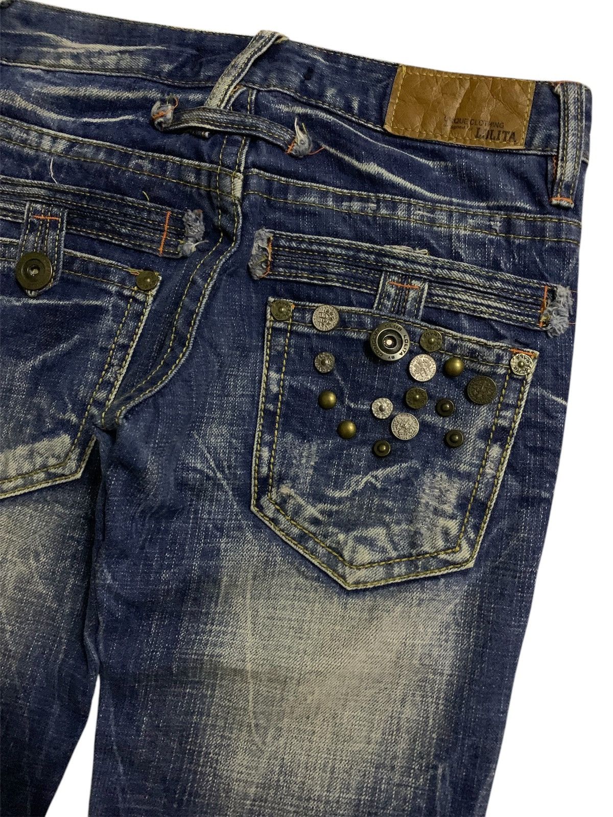If Six Was Nine × Japanese Brand × Tornado Mart Vtg Japanese Brand Flare Lolita by Concert Clum Studs Denim Size 29" - 2 Thumbnail