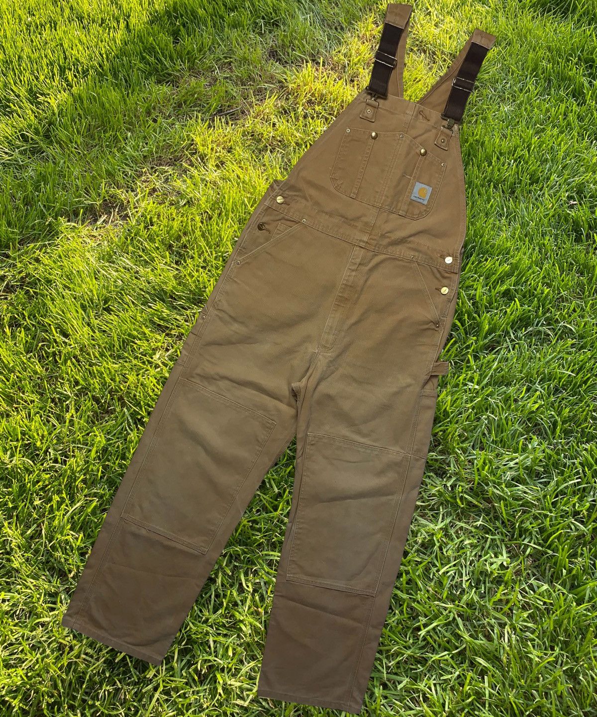 Image of Vintage Carhartt Wip Overalls Denim Usa Work Wear in Brown, Men's (Size 36)