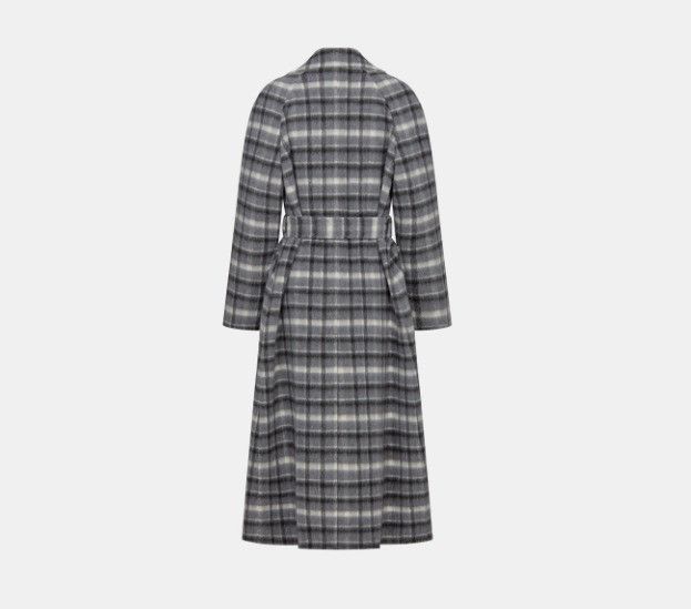 Dior o1w1db11124 Check'n' Belt Coat in Grey & White Size XS / US 0-2 / IT 36-38 - 2 Thumbnail
