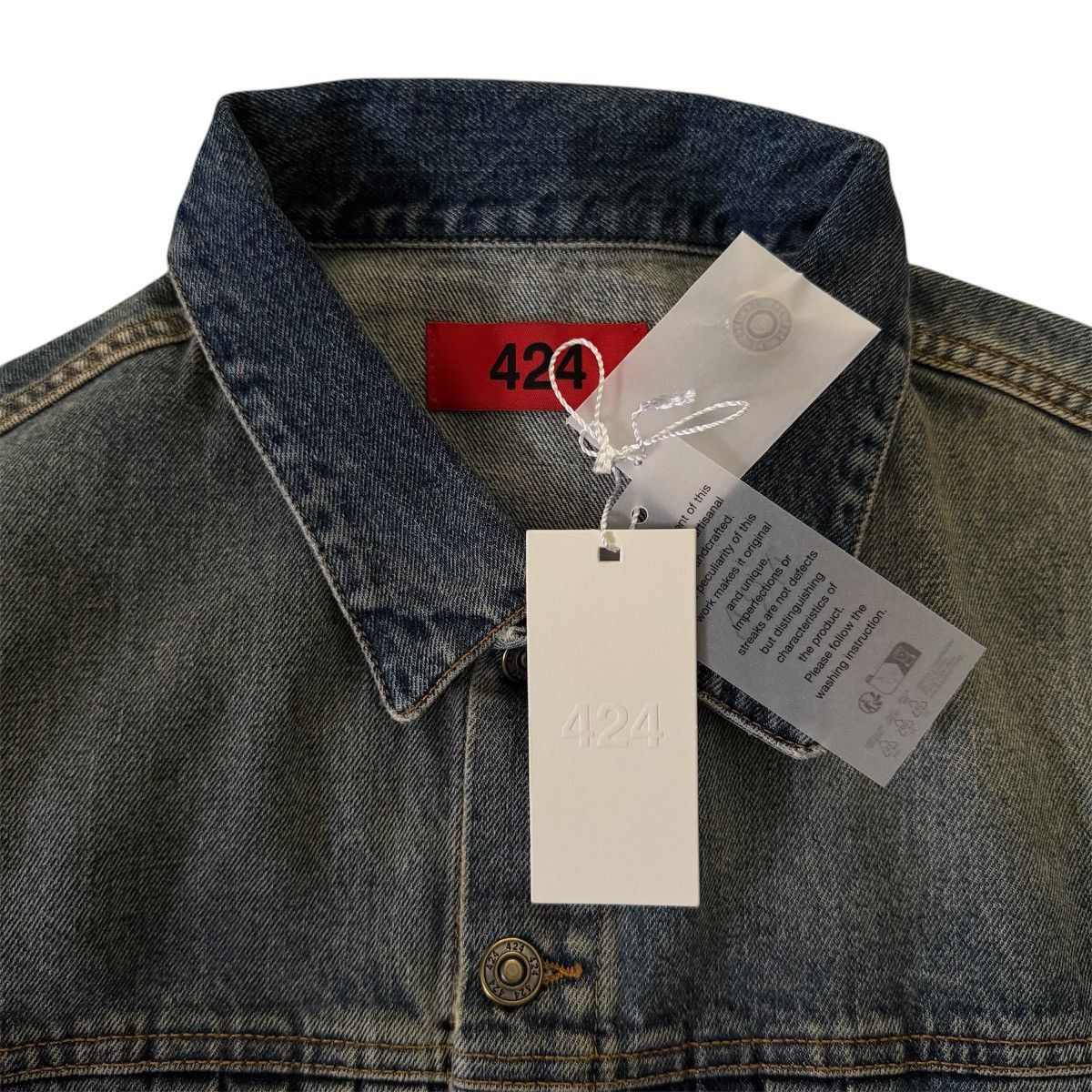 424 424 Collection Indigo Pleated Detail Trucker Denim Jacket Size US S / EU 44-46 / 1 - 10 Thumbnail