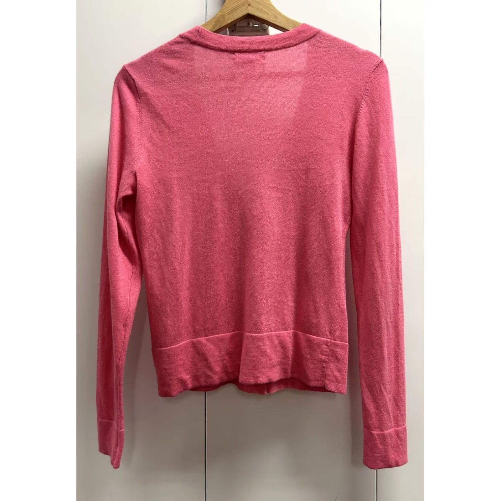 Lilly Pulitzer Womens Lilly Pulitzer Pink ButtonUp LongSleeve Knit Cardigan Sweater XS Ladies Pink Cotton, Modal Solid Button Accents 3/4 Sleeve Womens Cardigan Size XS / US 0-2 / IT 36-38 - 2 Thumbnail