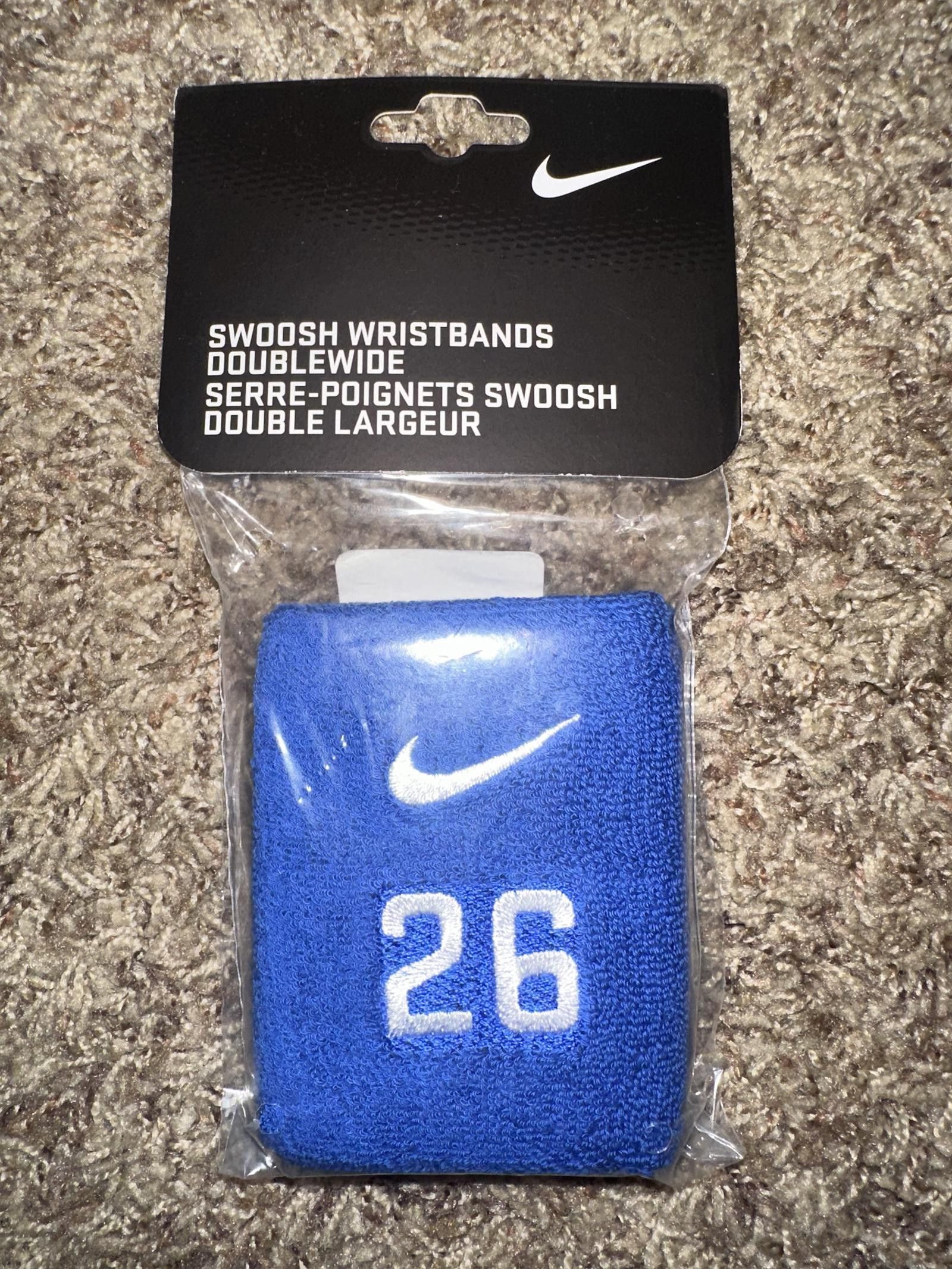 Nike Nike 2 #26 Blue Double Wide Wrist Bands 2017 Size ONE SIZE - 1 Thumbnail