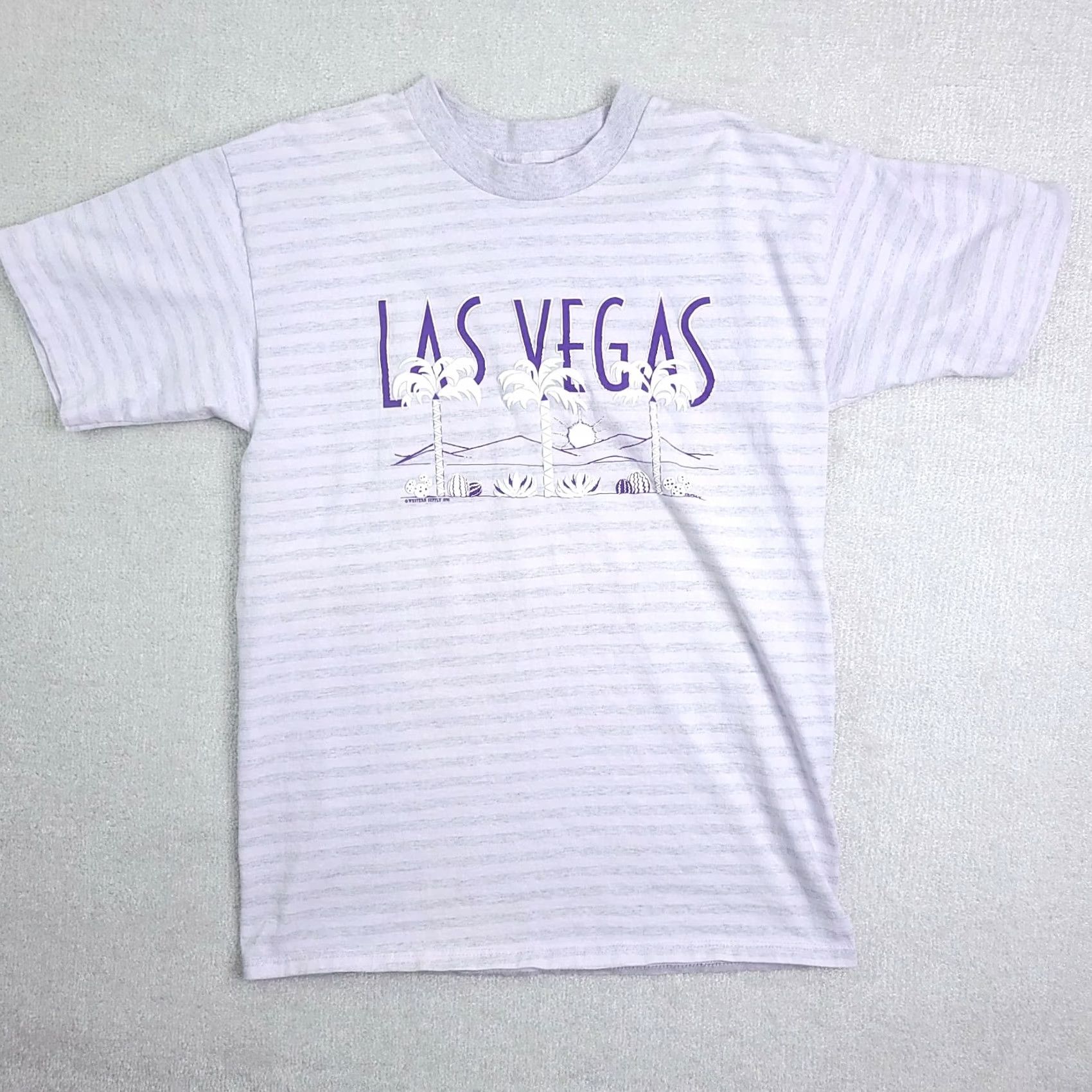 Vintage VINTAGE 80s Miller Las Vegas T Shirt Adult XL Purple Desert Cactus Palm Trees Stripe Mens Size US XL / EU 56 / 4 - 2 Thumbnail