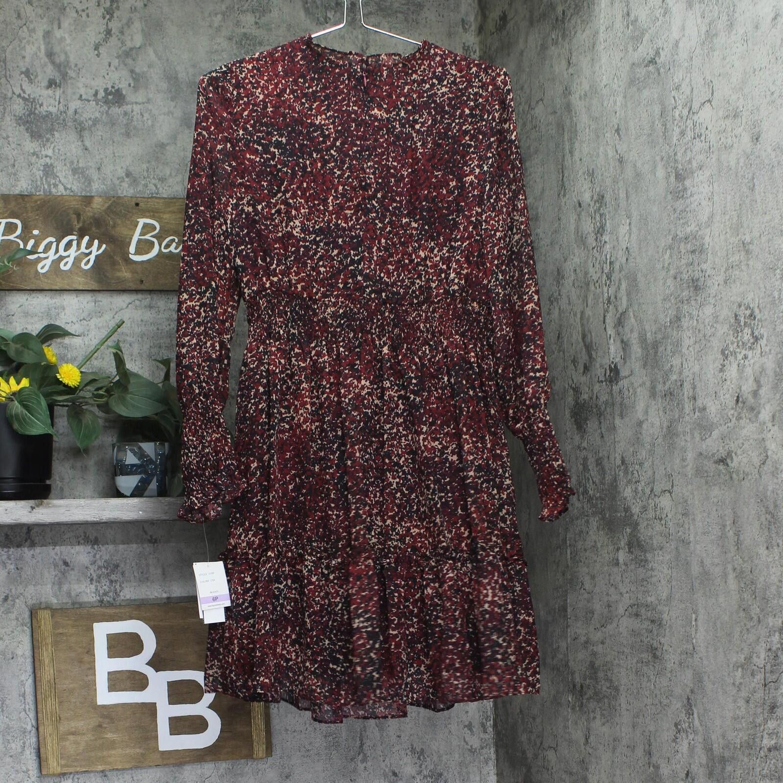 Ann Taylor Nwt Taylor Petite Chiffon Dress 3109p Crimson / Black 6p Size M / US 6-8 / IT 42-44 - 2 Thumbnail