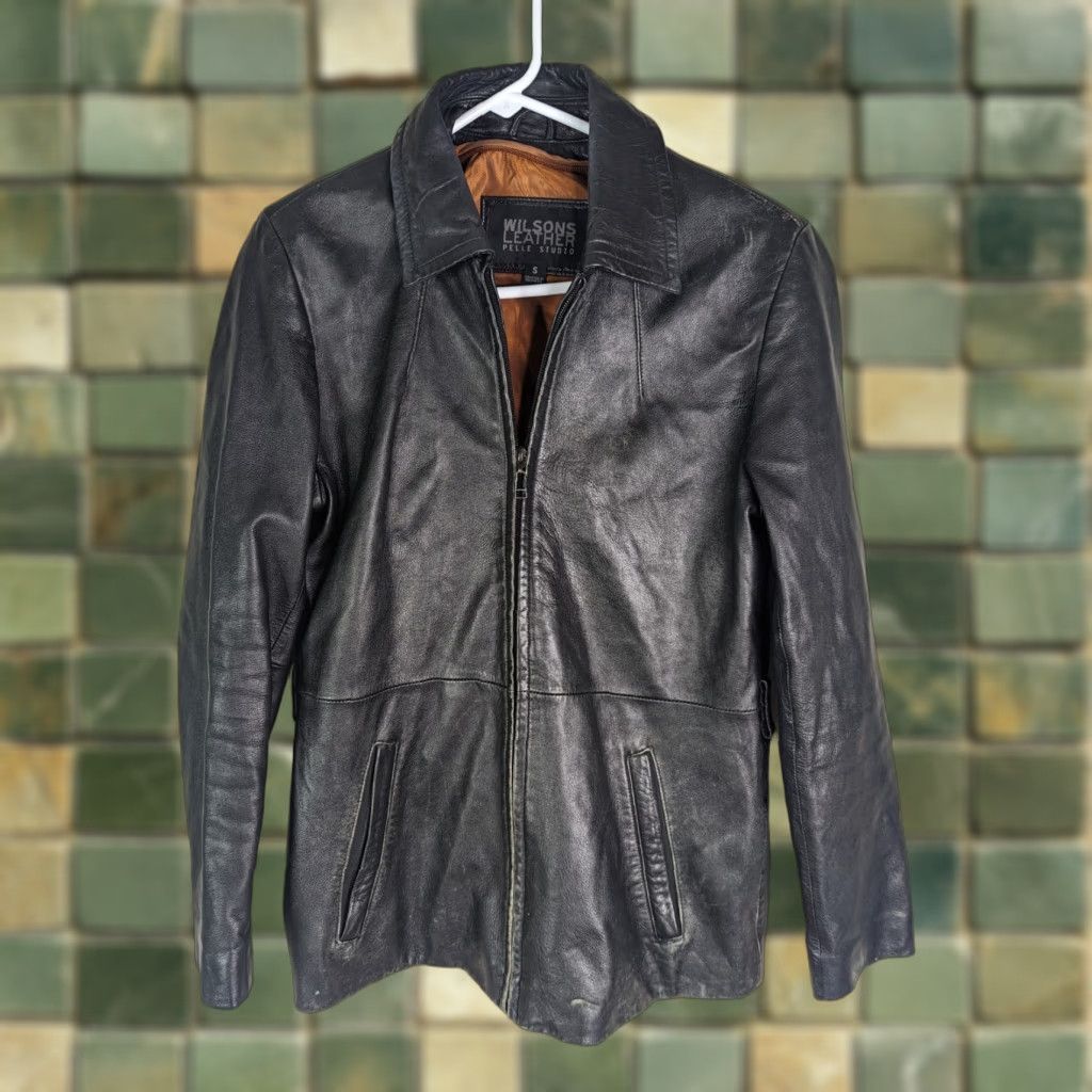 Vintage VINTAGE Wilsons Leather Bomber Aviator Biker Womens Small Leather Black Coat Moto Jacket Size S / US 4 / IT 40 - 1 Thumbnail