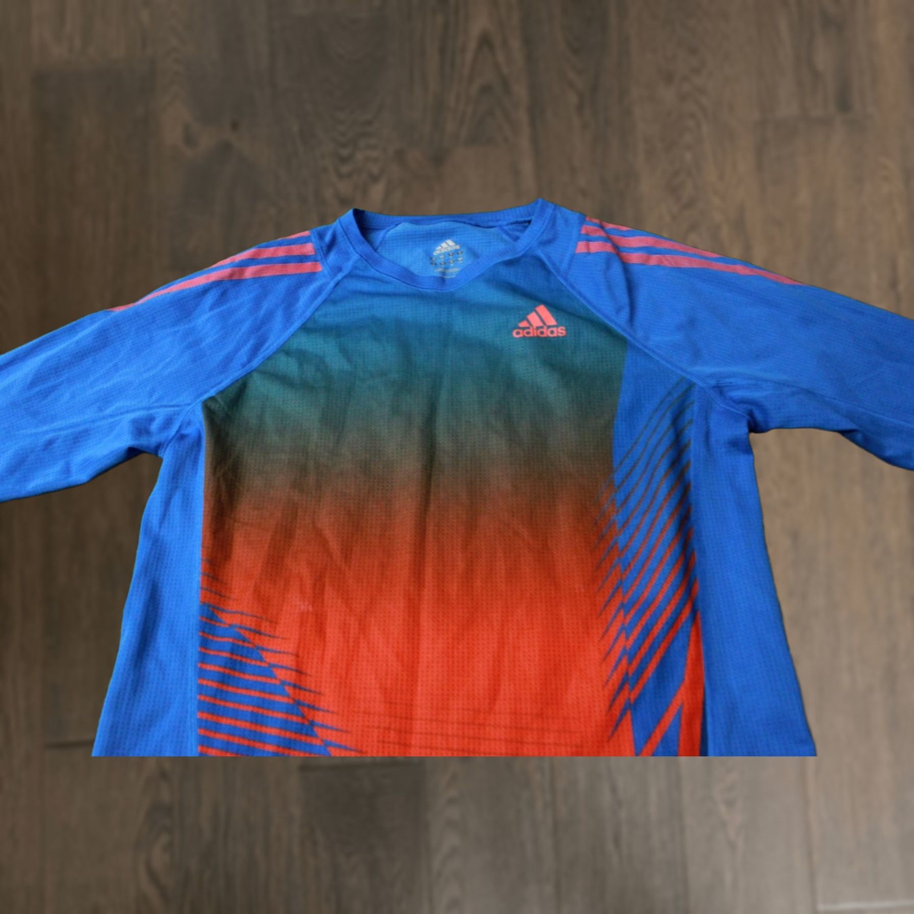 Adidas ADIDAS PERFORMANCE RUNNING T-SHIRT Jersey Training Long Sleeve S Mens Blue and Red 2012 Adidas Running Apparel Shirt Jersey Size S Size US S / EU 44-46 / 1 - 1 Thumbnail