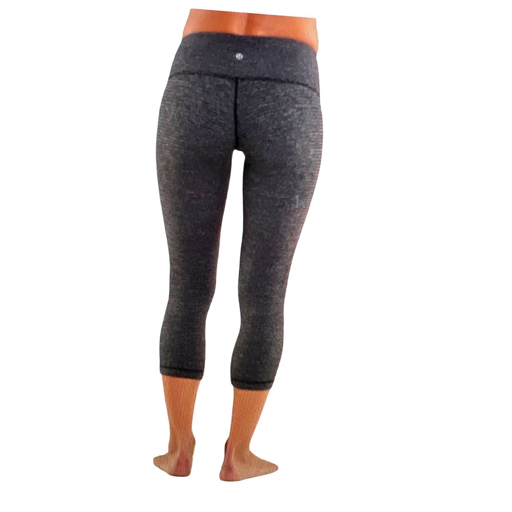 Lululemon Lululemon Womens Wunder Under Crop Luon Ripple Heather Black Size 26" / US 2 / IT 38 - 1 Thumbnail