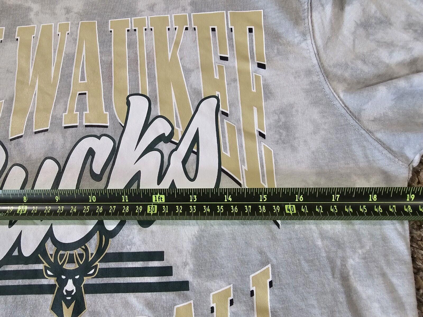 NBA Milwaukee Bucks Shirt Adult Small Gray White Tie Dye Tee NBA Size ONE SIZE - 5 Thumbnail