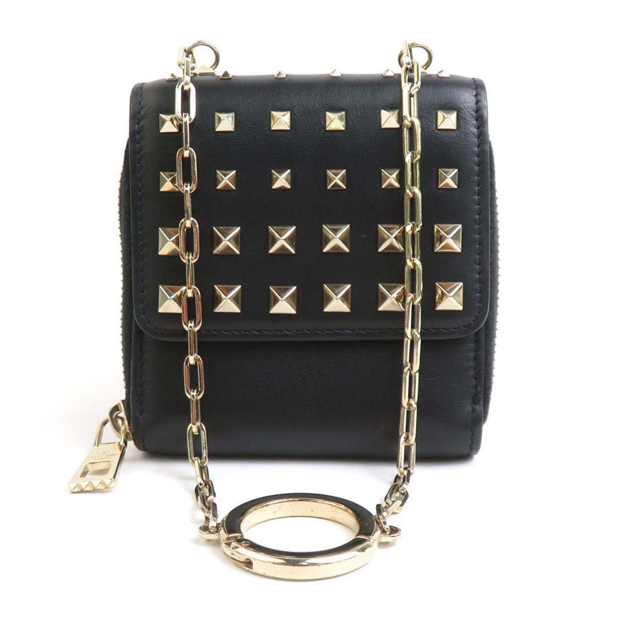 Valentino Valentino Garavani Wallet/Coin Case Compact Wallet Leather Black Men's Women's h30844a Size ONE SIZE - 1 Thumbnail