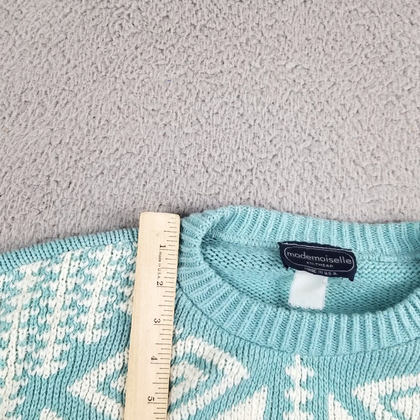 Vintage VINTAGE Mademoiselle Knitwear Sweater Womens Small Blue Aztec Geometric 80s 90s Size S / US 4 / IT 40 - 3 Thumbnail