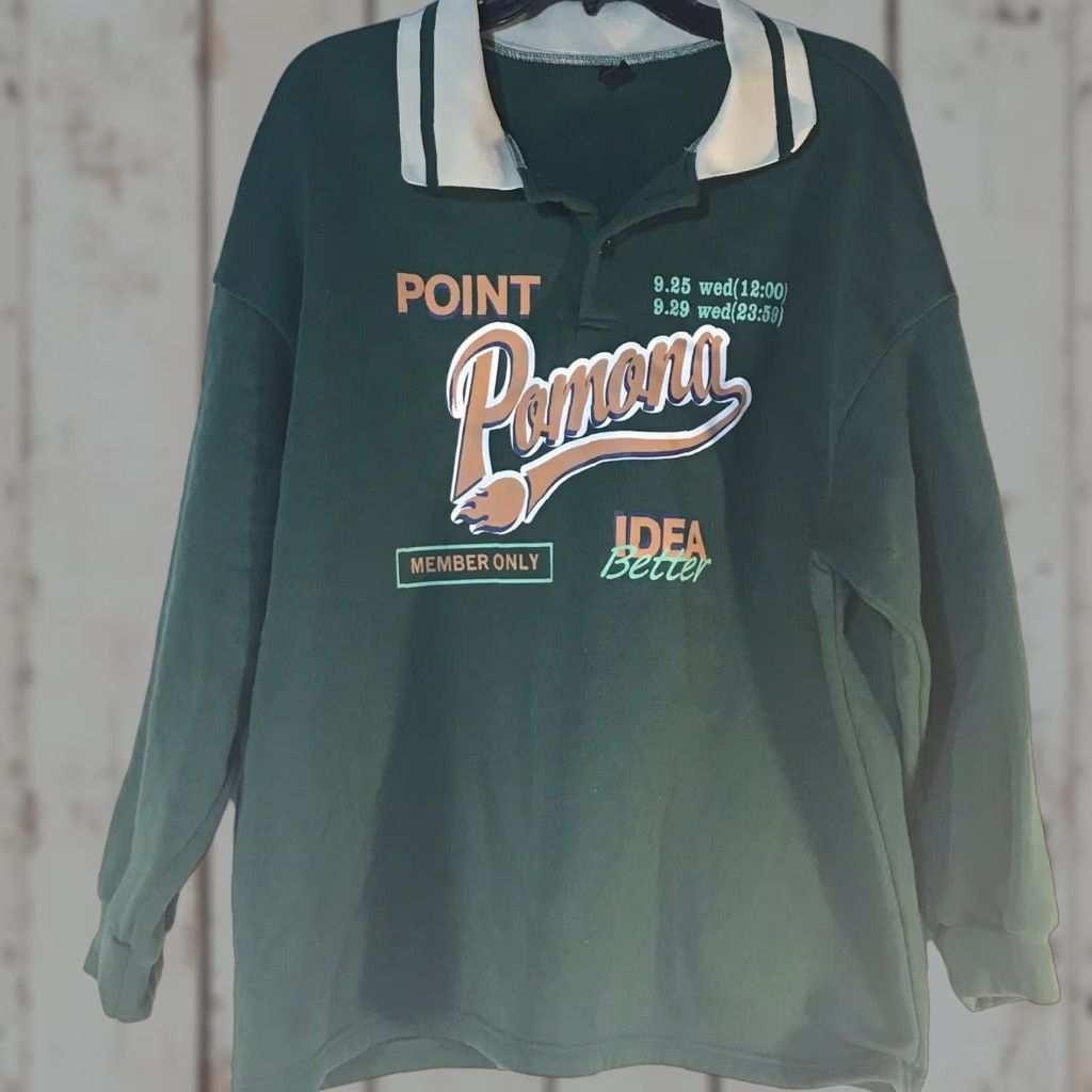 Shein Shein Green Collared Sweatshirt Women’s Size L Pullover Activewear Casual Heavyweight Classic Fit Size L / US 10 / IT 46 - 1 Thumbnail
