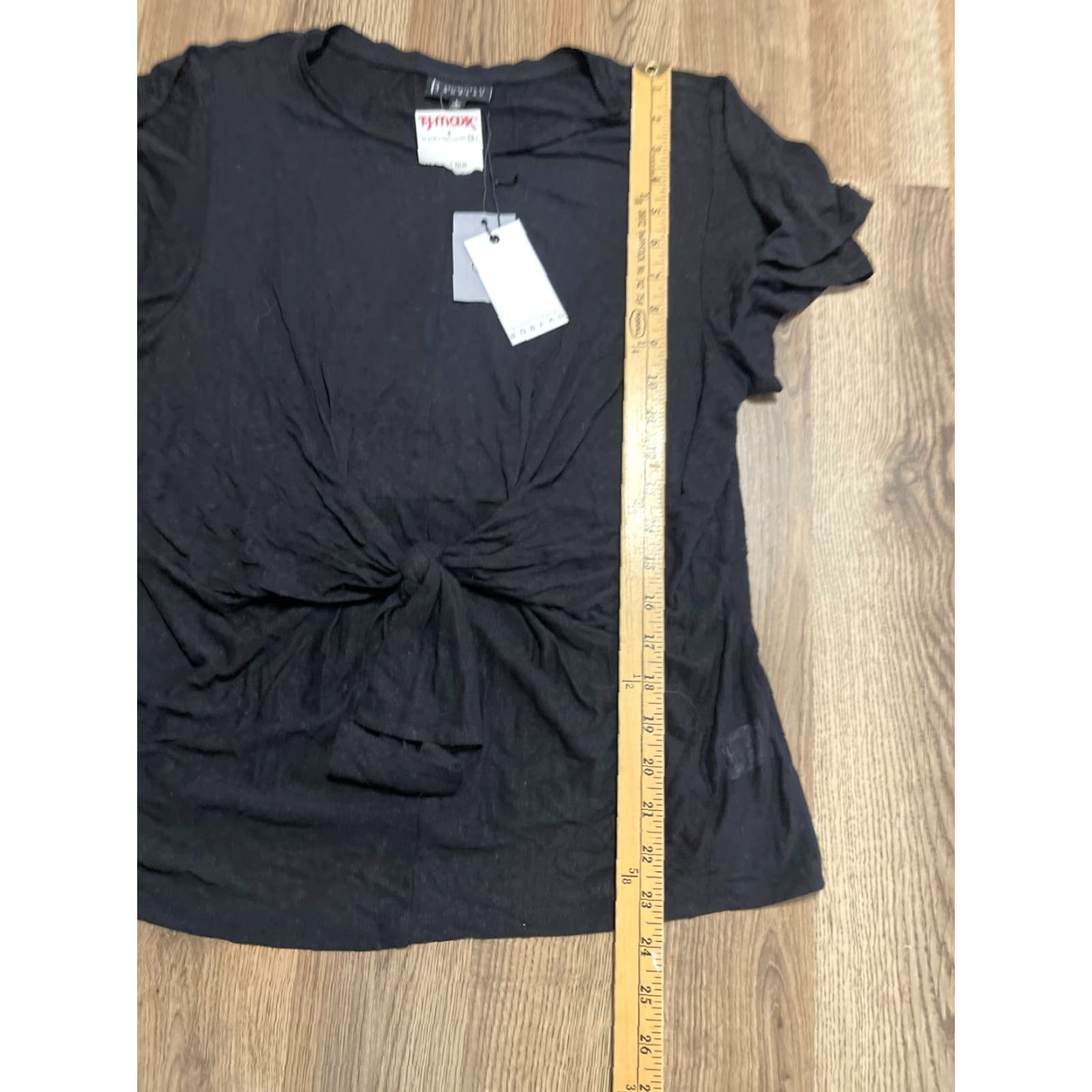 Vintage Bobeau Shirt Womens Large Black Tie on Front Short Sleeve NWT Size L / US 10 / IT 46 - 6 Thumbnail