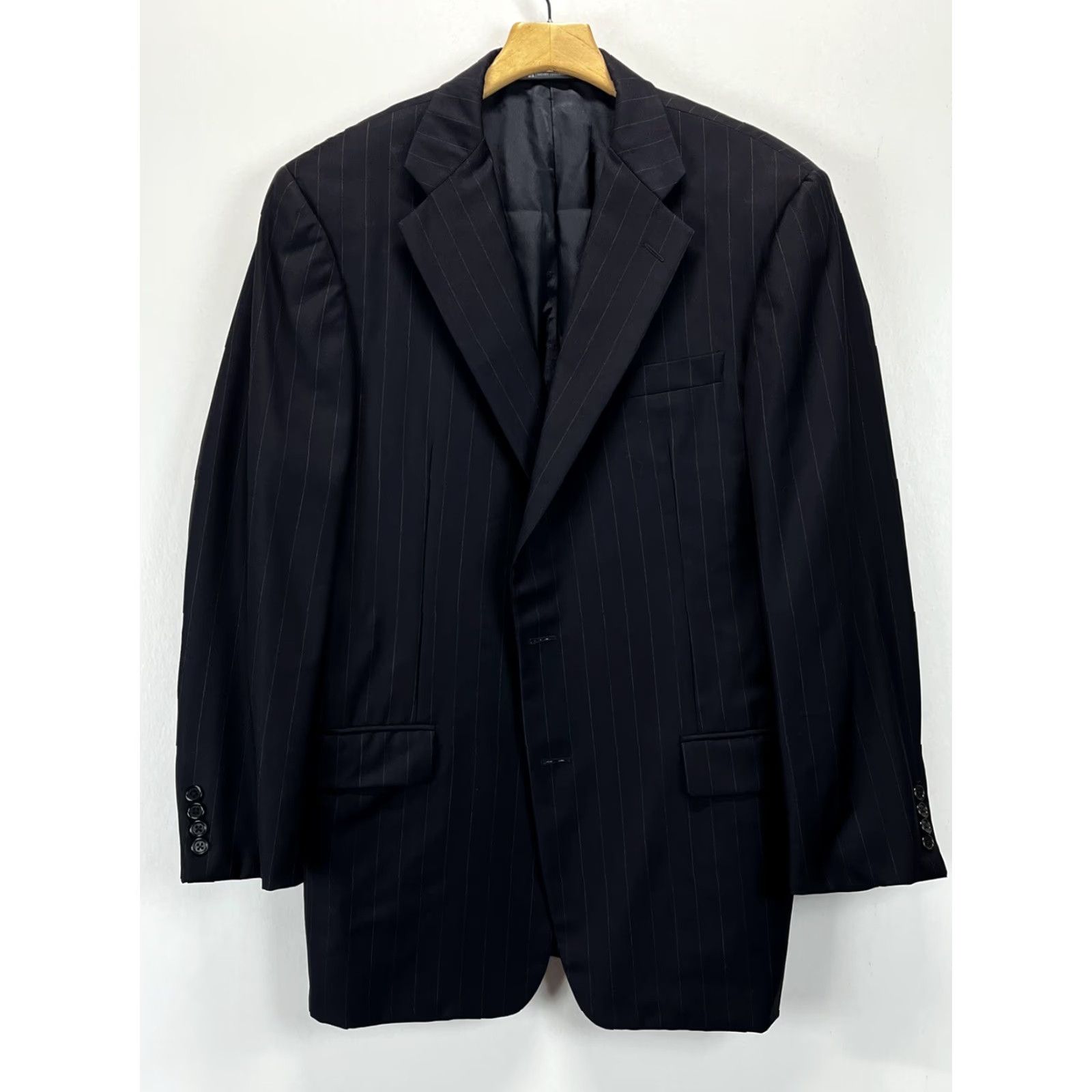 Loro Piana Hickey Freeman Loro Piana Men's Navy Striped 100% Wool Blazer 40R Mens Size 40R - 3 Thumbnail