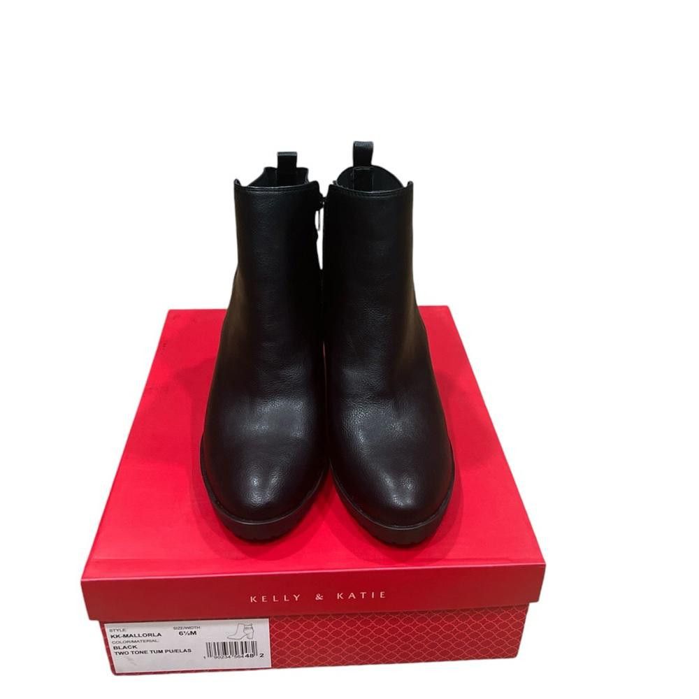 Designer Kelly & Katie KK- MALLORLA Black PU size 6 1/2 booties Size US 6.5 / IT 36.5 - 1 Thumbnail