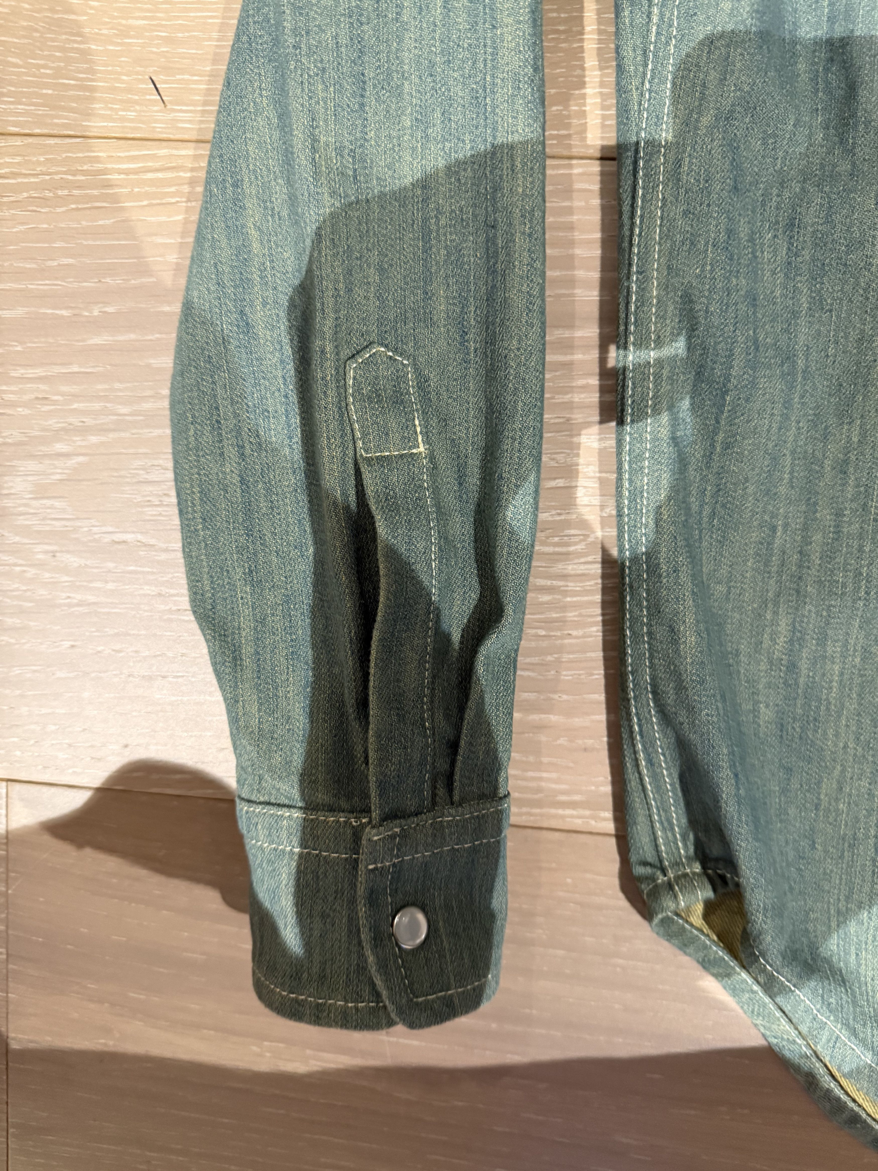Libero 💚 Libero Spaghetti Western Button Up Shirt Green Denim NEW Size US M / EU 48-50 / 2 - 11 Thumbnail