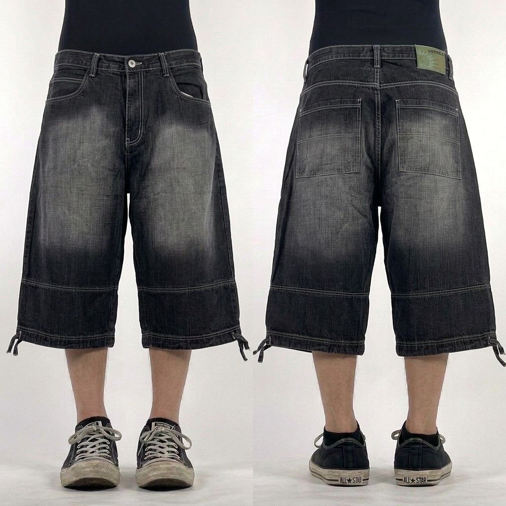 Japanese Brand Vintage y2k baggy wide leg 2000s whiskered cyber