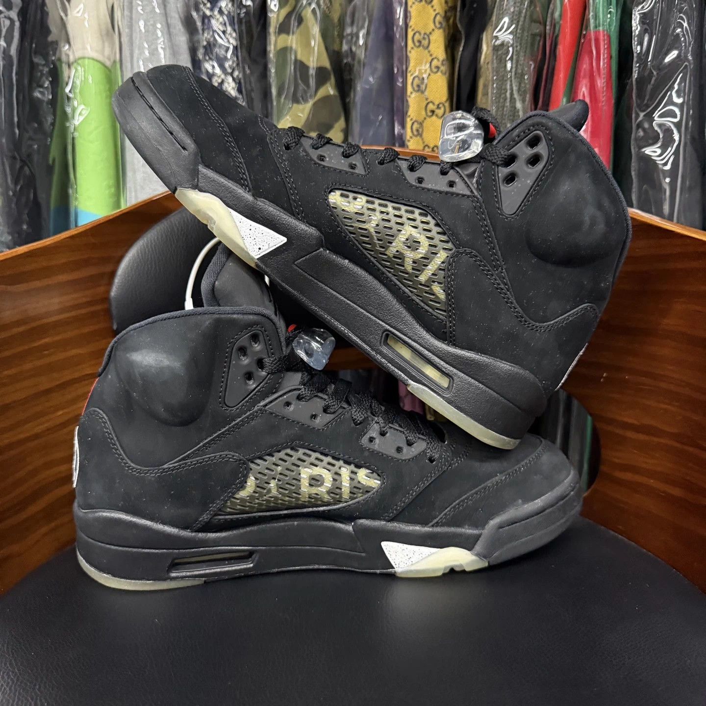 Nike Air Jordan 5 PSG 75 Embroidered Coal Black 43 Size US 10 / EU 43 - 7 Thumbnail