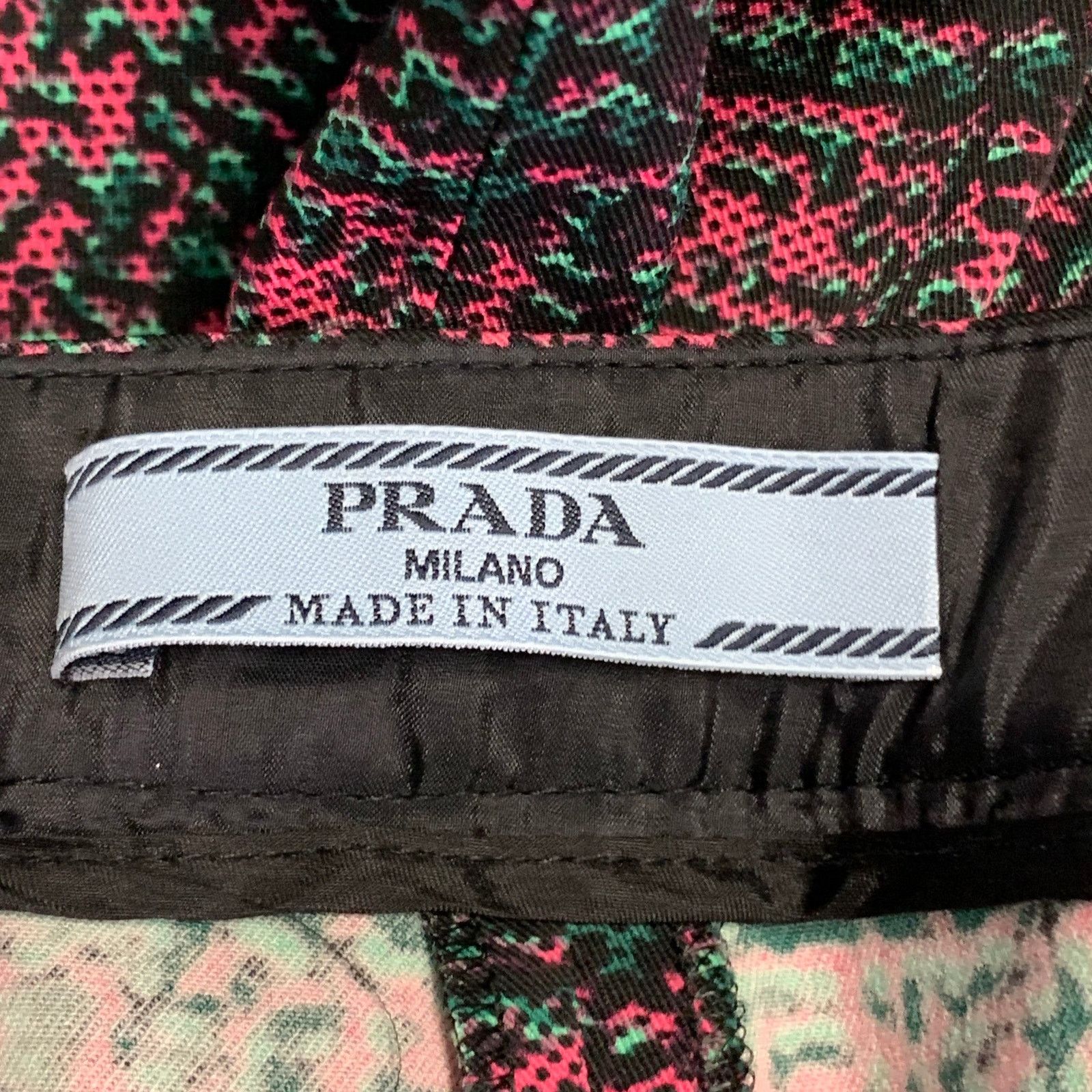 Prada PRADA Pink Teal Geometric Wool Slim Fit Flared Dress Pants Size 25" / US 0 / IT 36 - 4 Thumbnail