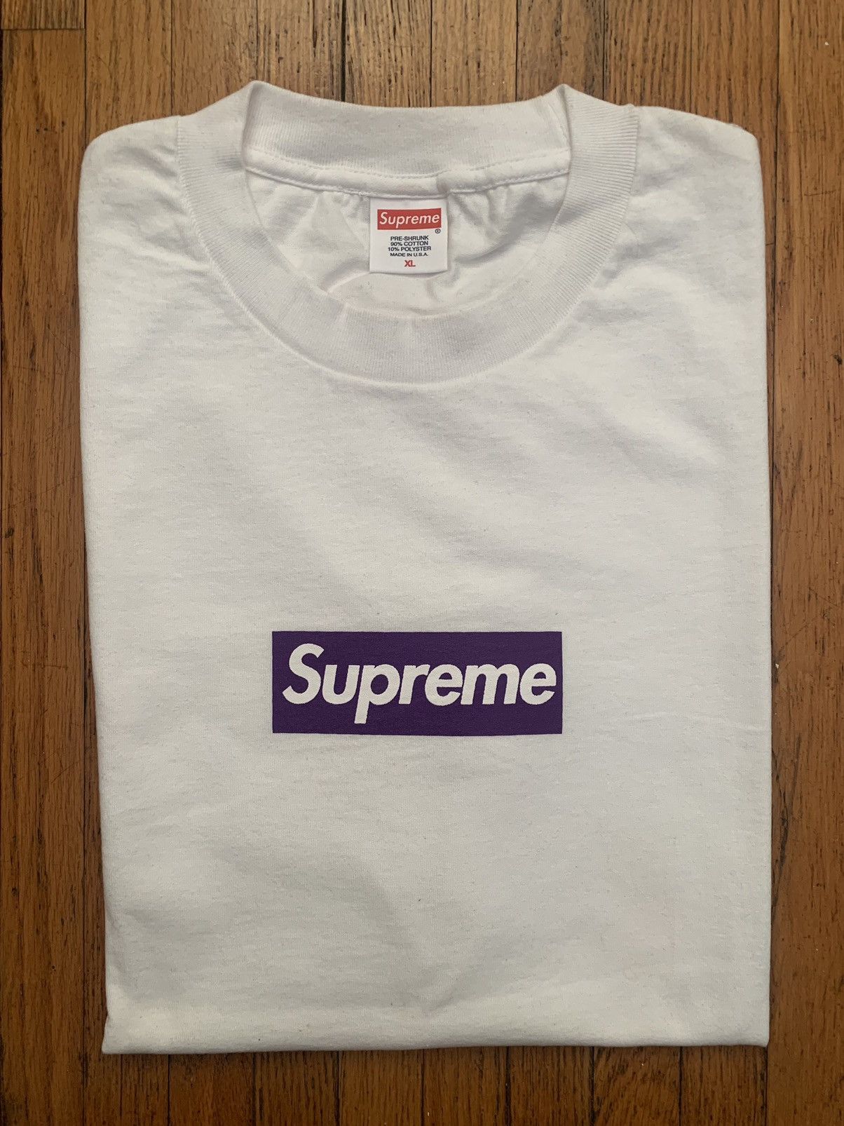 Supreme 2012 Unreleased Supreme Purple On White Box Logo Size US XL / EU 56 / 4 - 1 Thumbnail