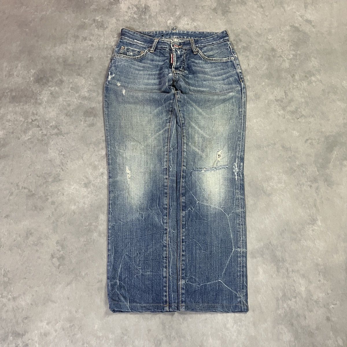 Number (N)ine Dsquared2 Distressed Light Wash Wide Leg Denim Kapital y2k Size US 27 - 2 Thumbnail