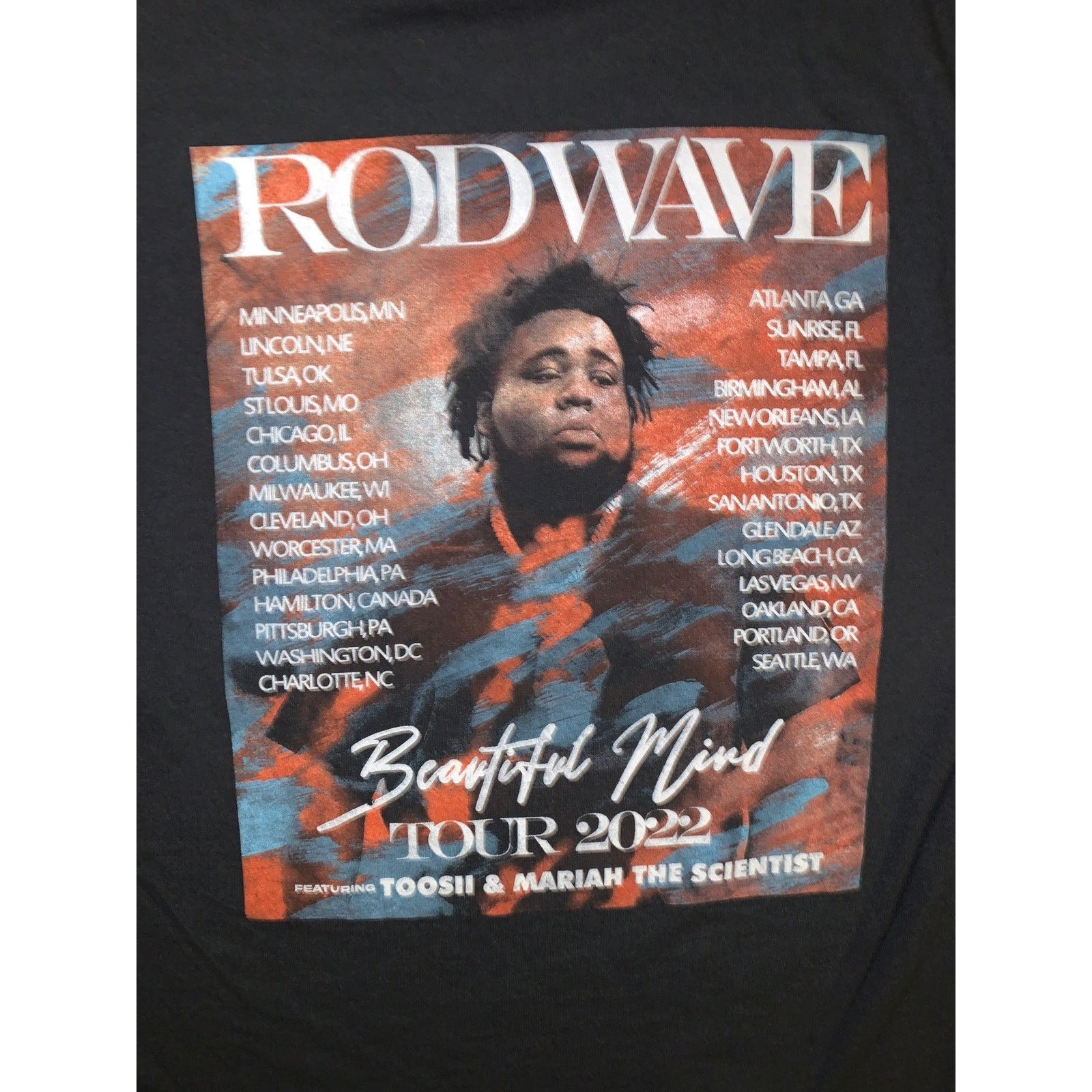 Jerzees Rod Wave Beautiful Mind Tour 2022 T Shirt Black M Jerzees Size US M / EU 48-50 / 2 - 2 Thumbnail