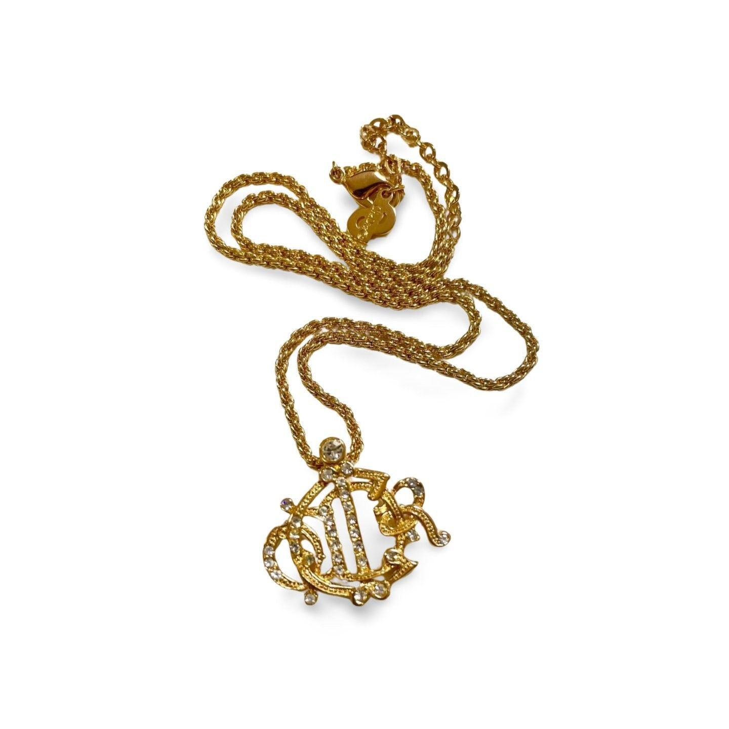 Dior MINT. Vintage Christian Dior golden detailed logo necklace Size ONE SIZE - 1 Thumbnail