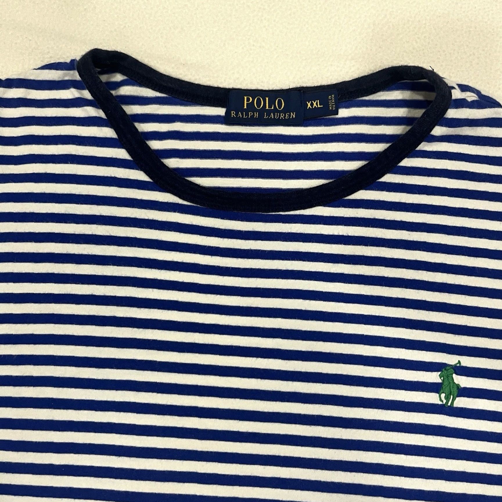 Ralph Lauren Ralph Lauren Polo T-Shirt Blue White Striped Cotton Short Sleeve Crew Neck 2XL Mens Classic Logo Size US XXL / EU 58 / 5 - 3 Thumbnail