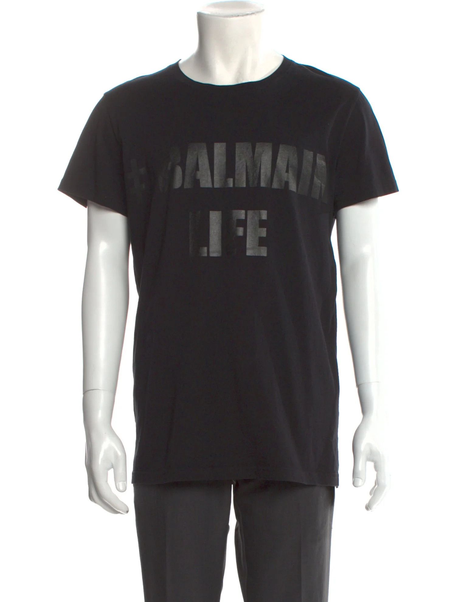 Balmain Balmain Paris 2017 AW "BALMAIN LIFE" Black T-Shirt Size US L / EU 52-54 / 3 - 2 Thumbnail