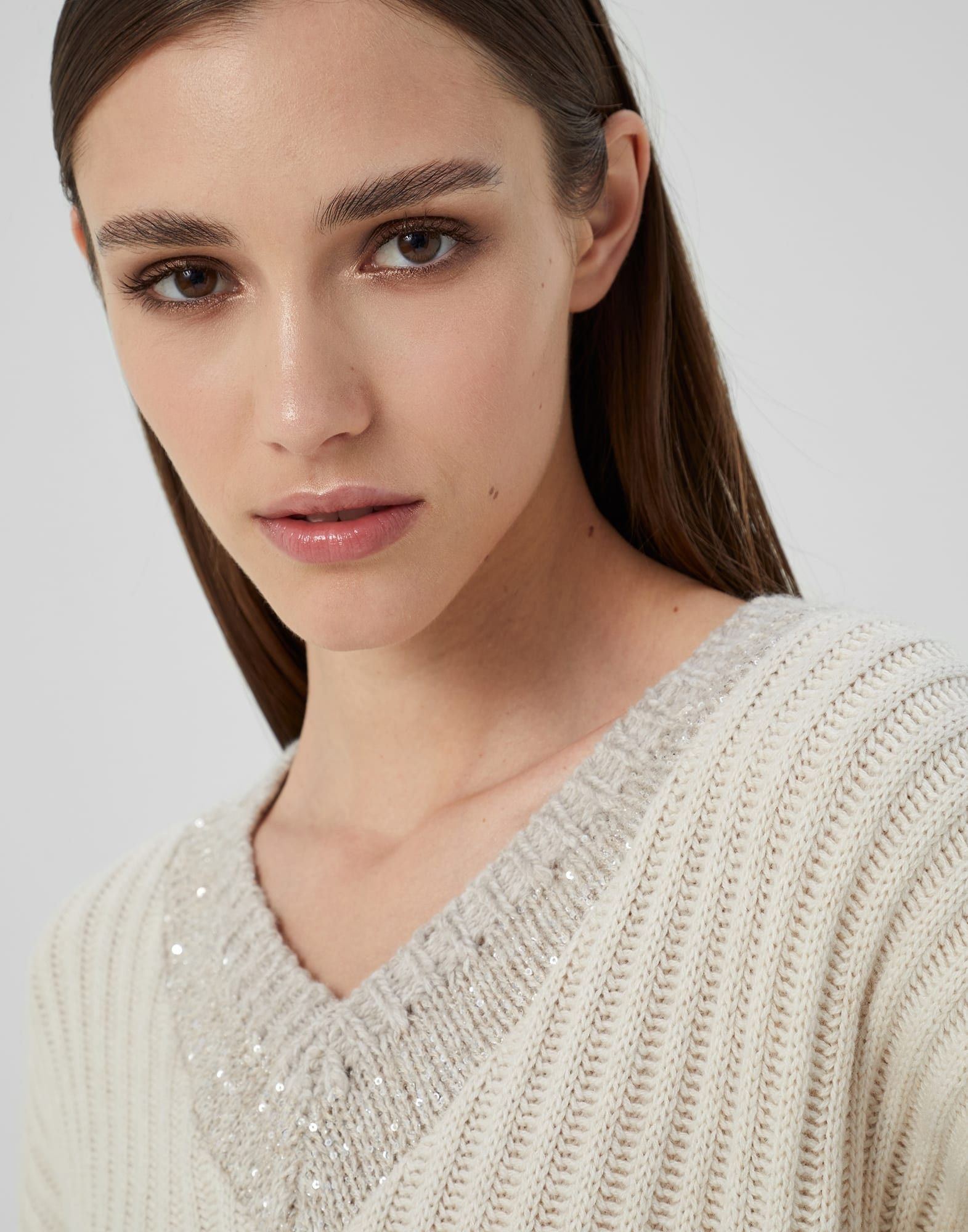 Brunello Cucinelli o1y0725 Cashmere Blend Sweater in Sand Size L / US 10 / IT 46 - 2 Thumbnail