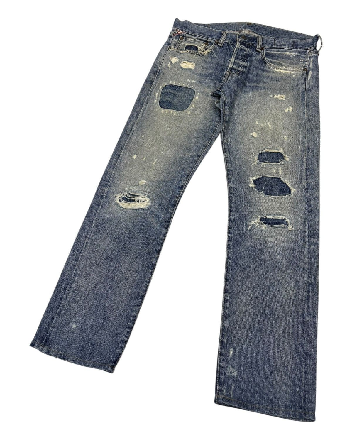 RRL Ralph Lauren Ralph Lauren Patchwork Slim Jeans Distressed Denim Size US 32 / EU 48 - 5 Thumbnail