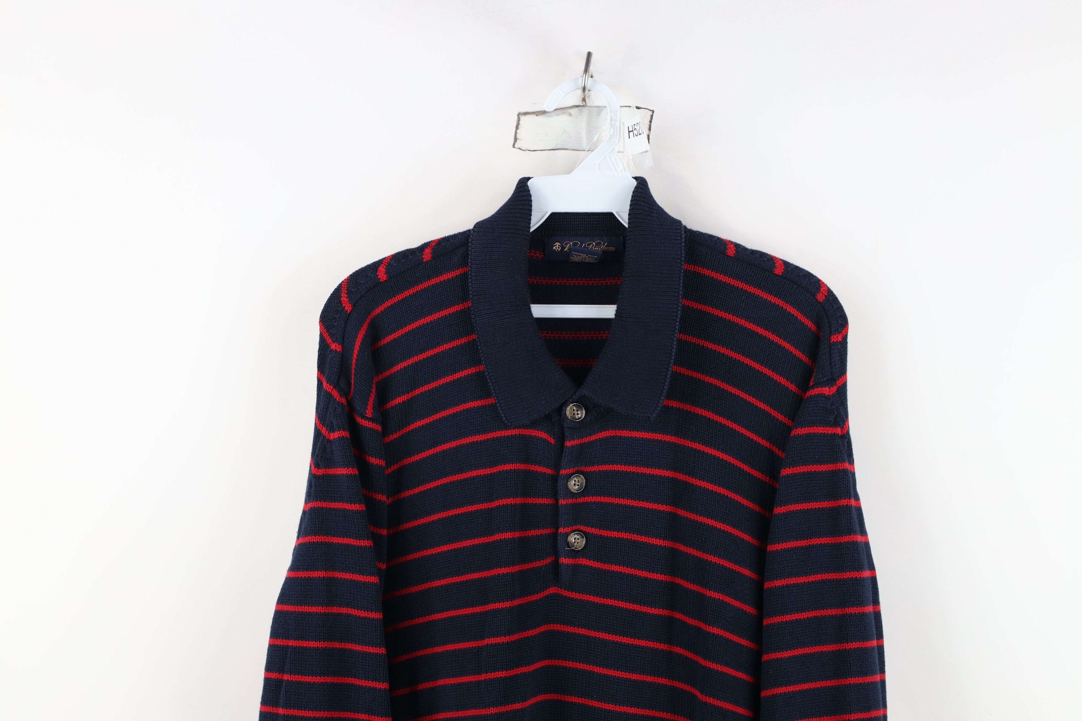 Brooks Brothers Vintage 90s Brooks Brothers Knit Striped Collared Sweater Size US L / EU 52-54 / 3 - 2 Thumbnail