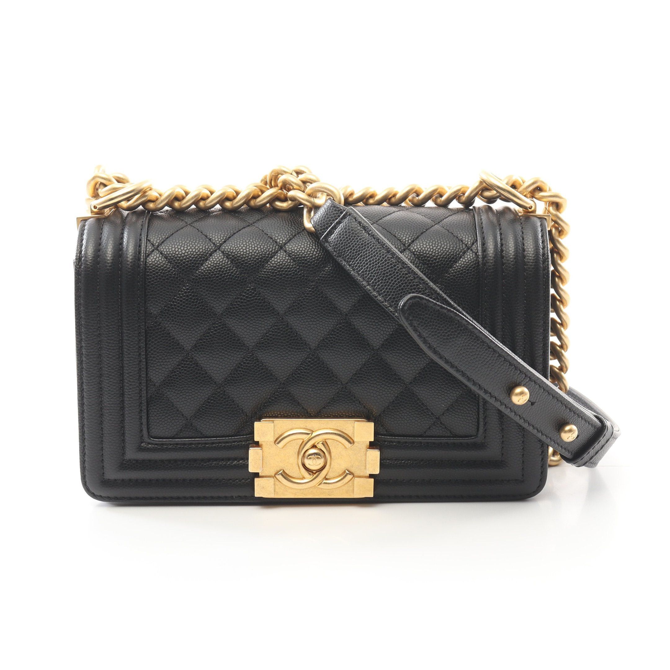 Chanel Chanel Boy Chanel Small Chain Shoulder Bag Caviar Skin Black Gold Hardware Size ONE SIZE - 1 Thumbnail