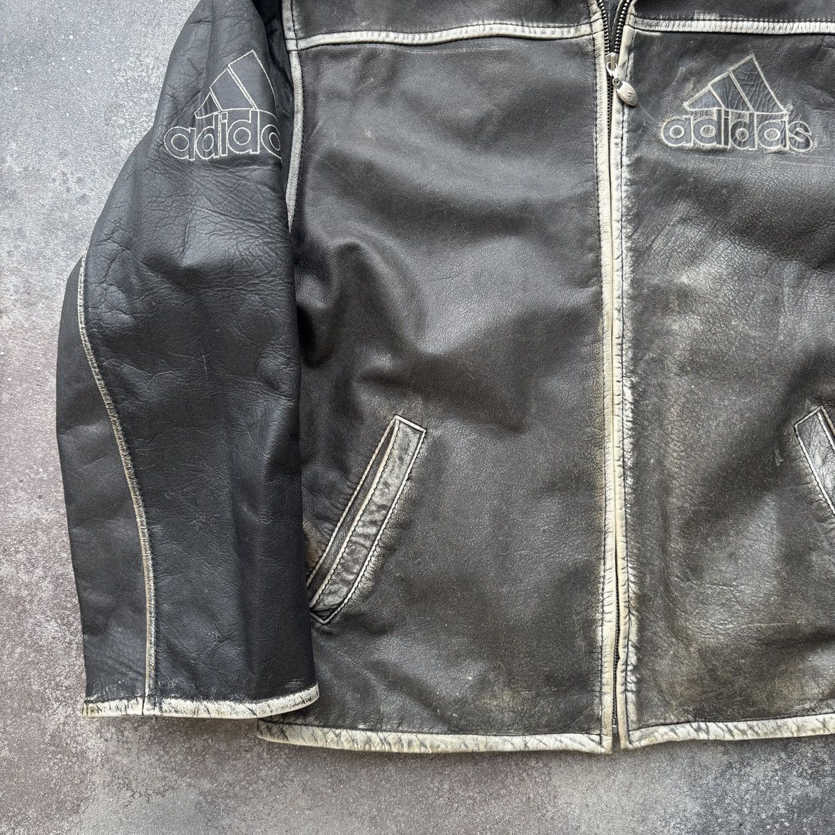 Adidas Adidas Equipment 90s Vintage Rare Real Faded Leather Jacket Size US L / EU 52-54 / 3 - 9 Thumbnail