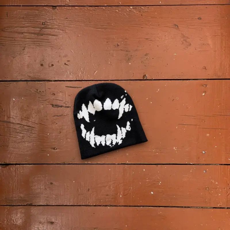 Japanese Brand × Vintage 🔥🕷☠️ Japanese style Beanie hat Vampire teeth y2k ⚡️ Size ONE SIZE - 1 Preview