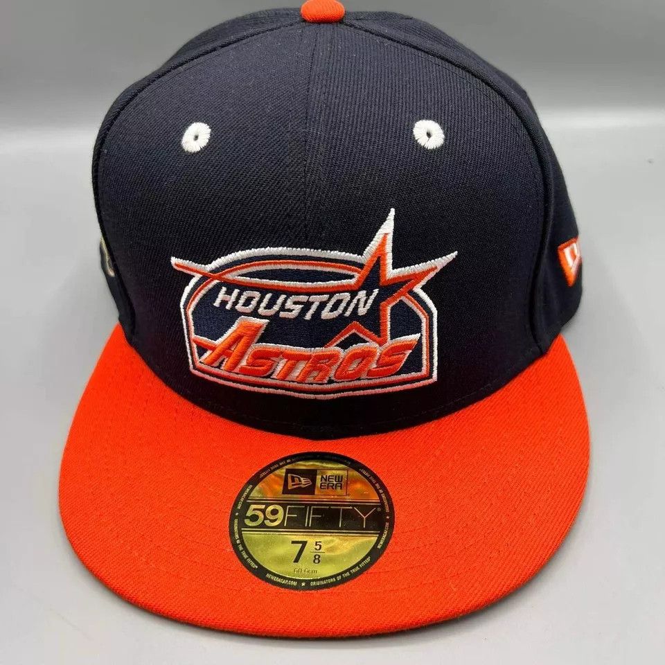 New Era Houston Astros Hat Men 7 5/8 59Fifty New Era MLB Fitted Cap Size ONE SIZE - 3 Thumbnail