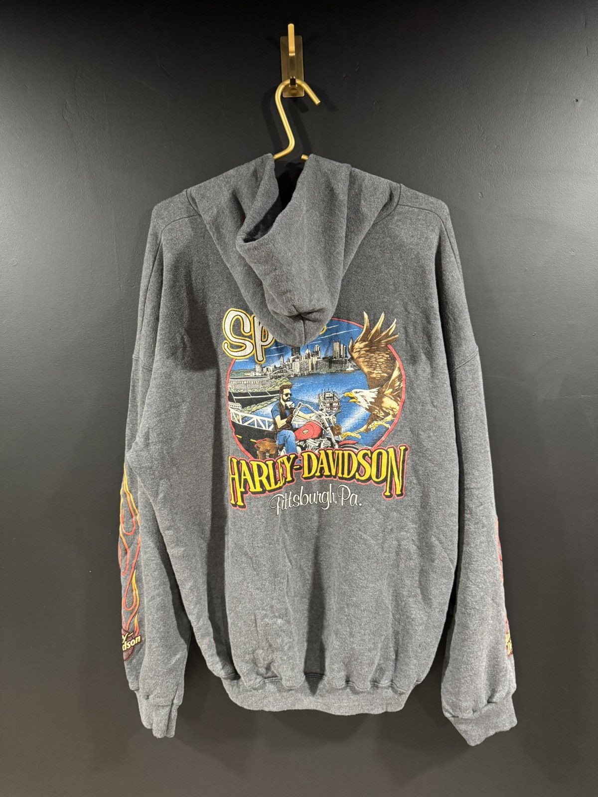 Harley Davidson 90s / 00s Y2K Vintage Harley Davidson Flame Faded Hoodie XXL Size US XXL / EU 58 / 5 - 6 Thumbnail