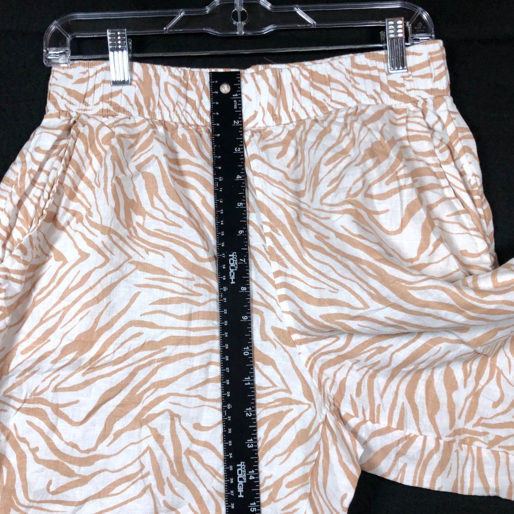 Nicole Miller Nicole Miller Womens Pants White Tan Zebra Print Pull On Capris 100% Linen M Size 29" - 6 Thumbnail
