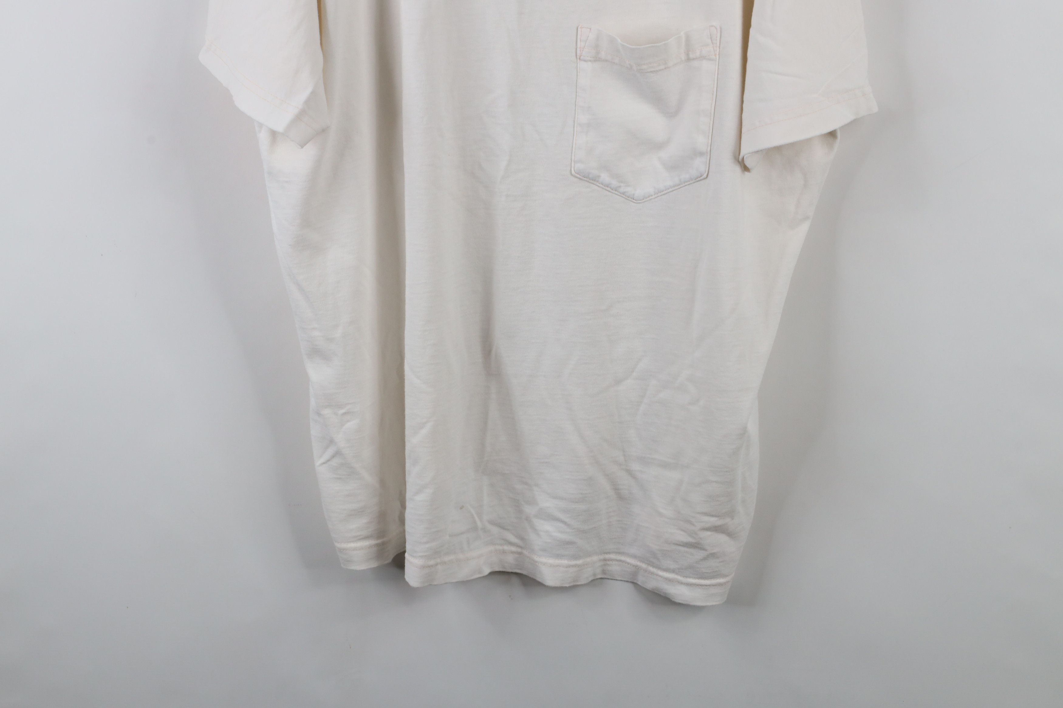 Vintage Vintage 90s Streetwear Blank Thin Soft Cotton T-Shirt Cream Size US XXL / EU 58 / 5 - 3 Thumbnail