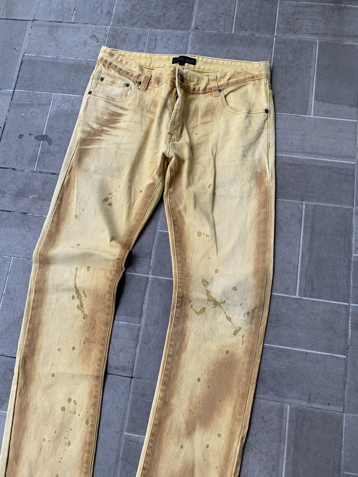 Beauty Beast 2000s - In The Attic Splater Gold Pants Size US 33 - 2 Thumbnail