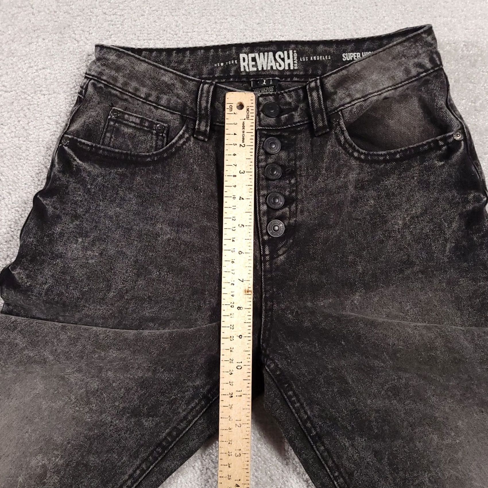 Vintage VINTAGE Rewash Jeans Women's 1/25 Super High Rise Wide Leg Button Fly Black Capri Retro Bohemian 90s Womens Jeans Size 42" / US 20 - 7 Thumbnail