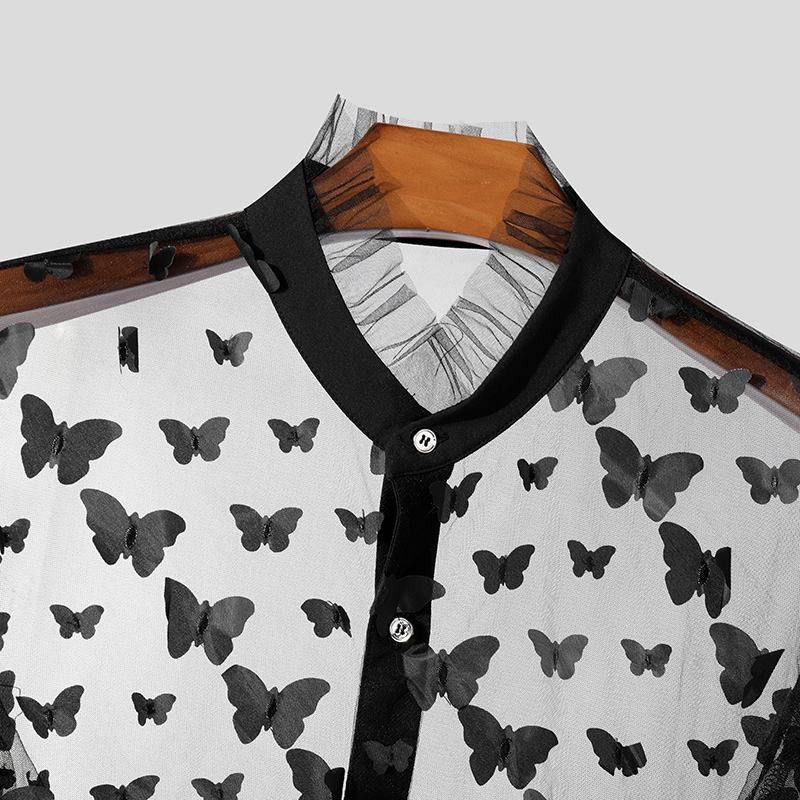 Japanese Brand × Vintage Shirt Patchwork Stand Collar Transparent Short Sleeve Size US XXL / EU 58 / 5 - 4 Thumbnail