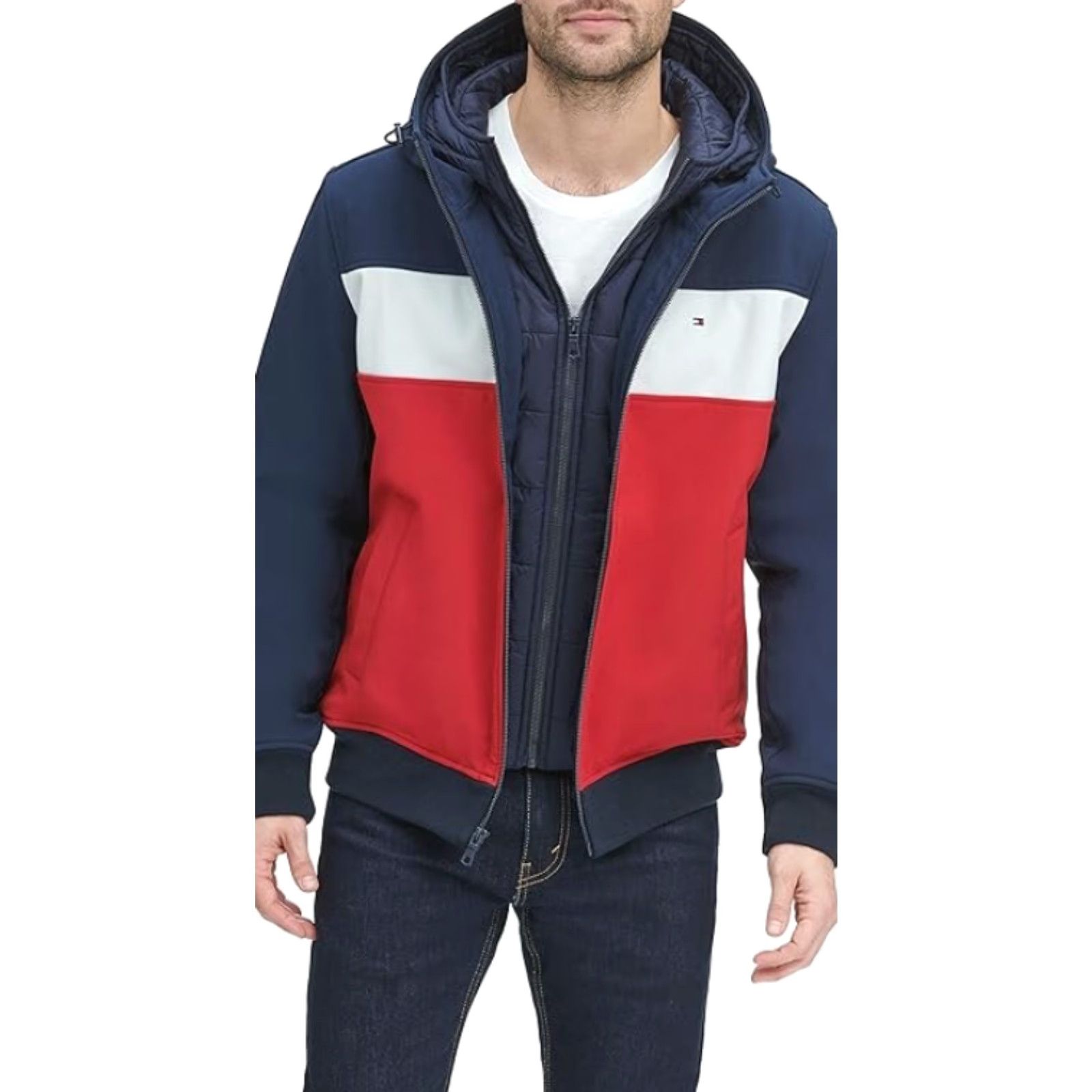 Tommy Hilfiger Tommy Hilfiger Men's Soft Shell Active Filled Bomber Jacket Sz 2X Tall Navy/Red Size US XXL / EU 58 / 5 - 3 Thumbnail