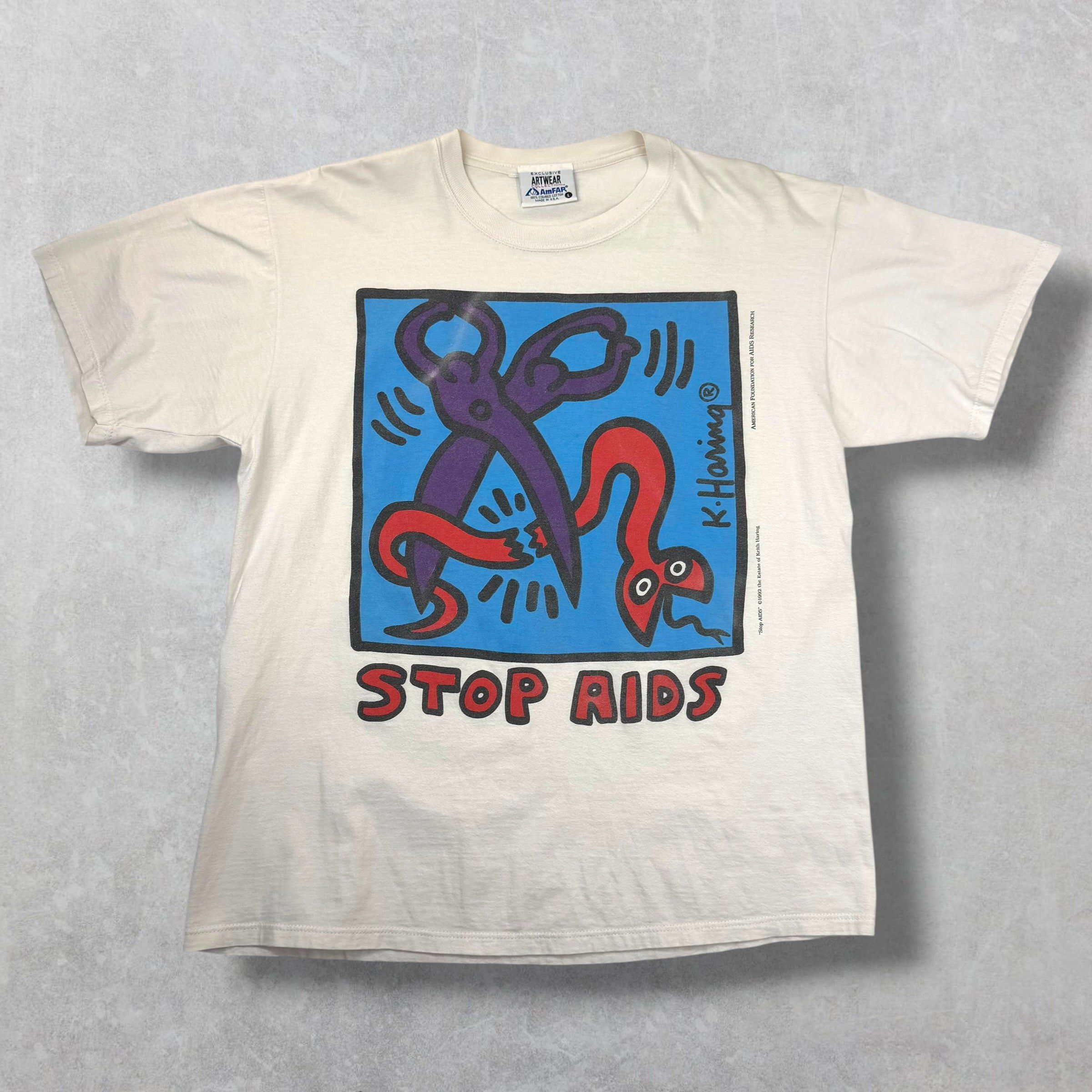 Keith Haring Vintage '92 Keith Haring 'STOP AIDS' Tee L Size US L / EU 52-54 / 3 - 1 Thumbnail