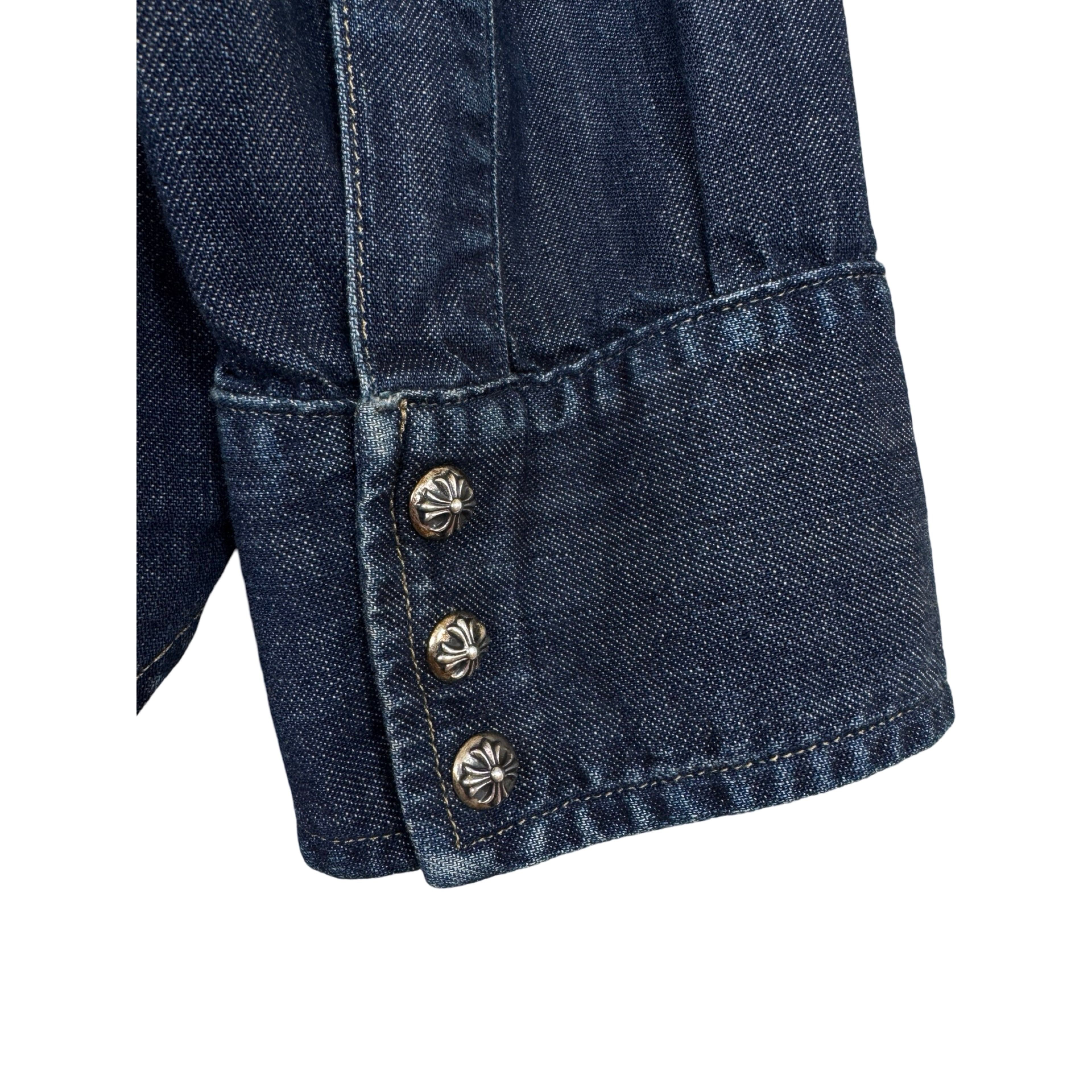 Chrome Hearts CH Levis Dark Blue Denim Shirt With Patches Size US XL / EU 56 / 4 - 17 Thumbnail