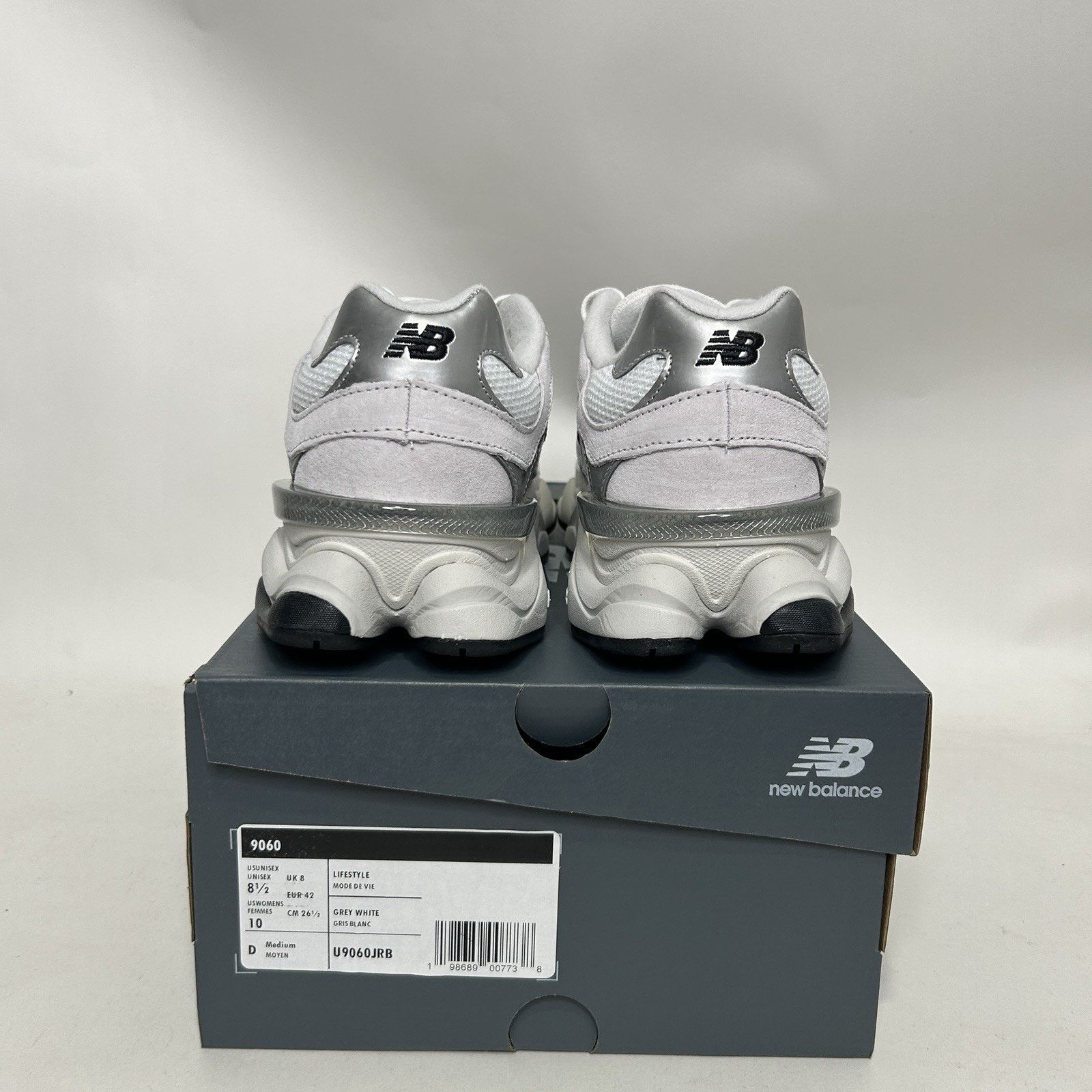 New Balance New Balance 9060 'White Black Metallic Silver' U9060JRB Size US 8.5 / EU 41-42 - 4 Thumbnail