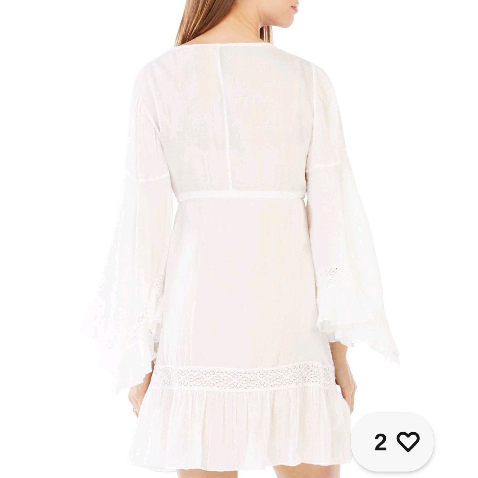 Bcbgmaxazria BCBG MAX AZRIA OFF WHITE Jackleen Ruffle Flare Mini Dress S Size S / US 4 / IT 40 - 3 Thumbnail