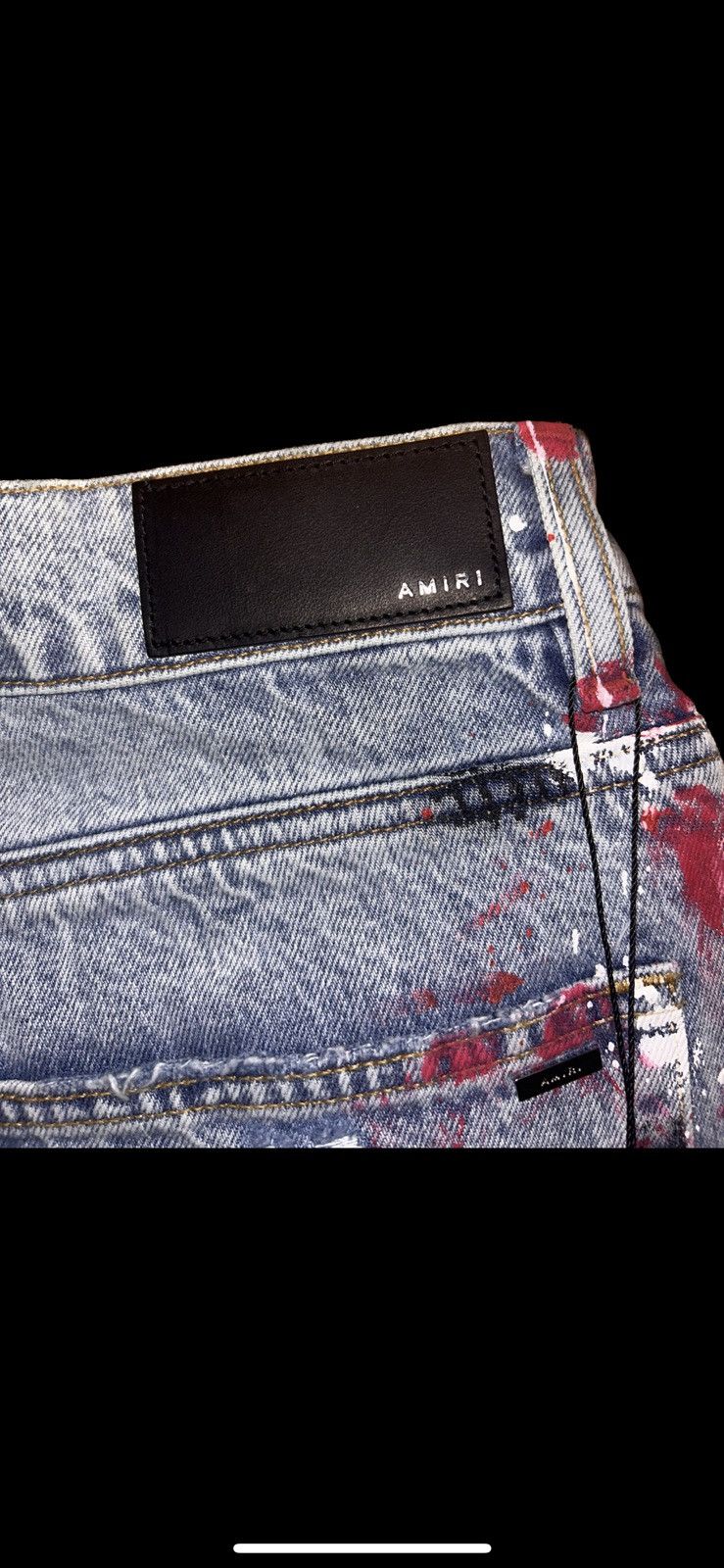 image of Amiri Paint-Splatter Straight-Leg Jeans in Blue, Men's (Size 31)