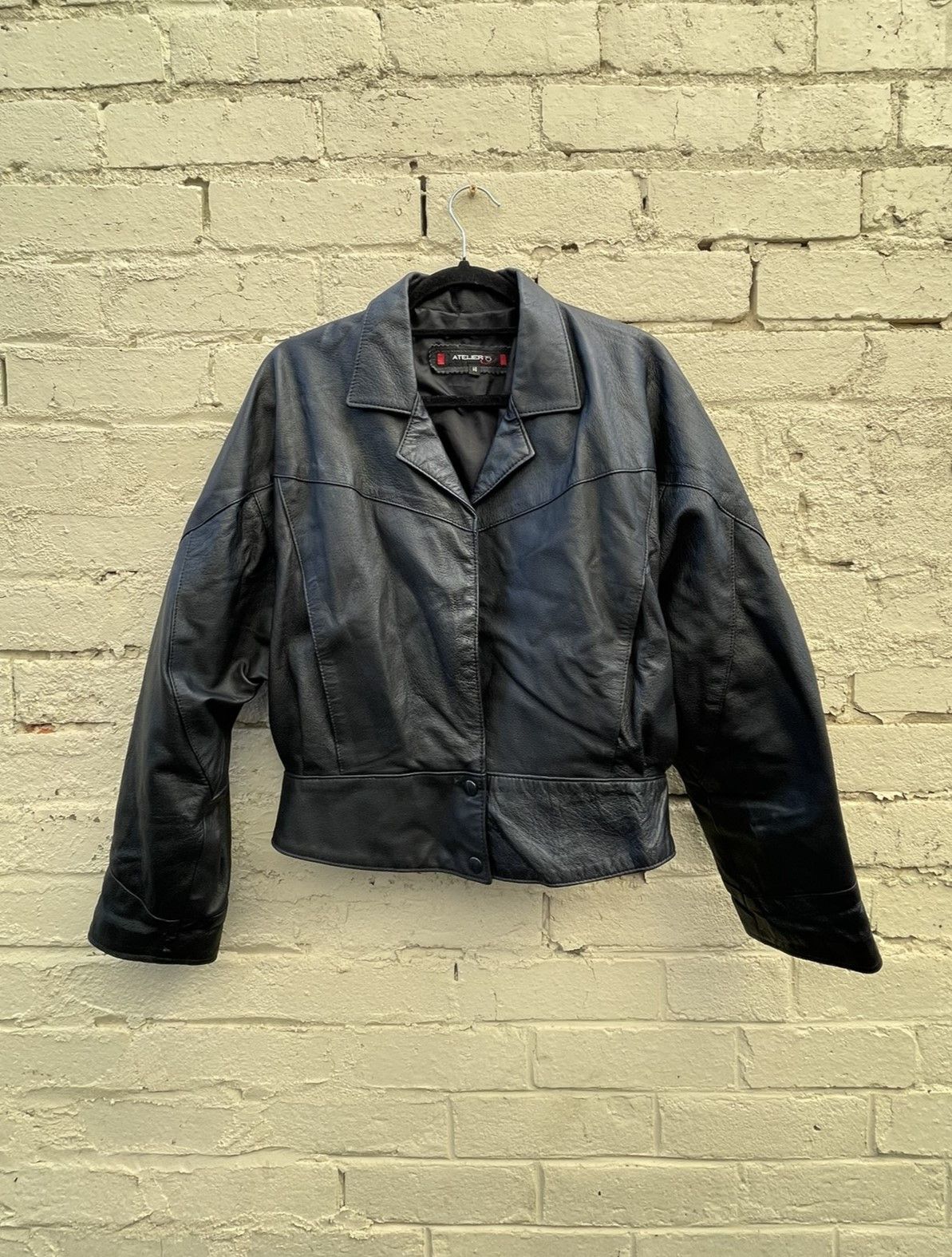 Vintage Vintage 90s Leather Jacket Black Cropped Motorbike Jacket Size US L / EU 52-54 / 3 - 1 Thumbnail
