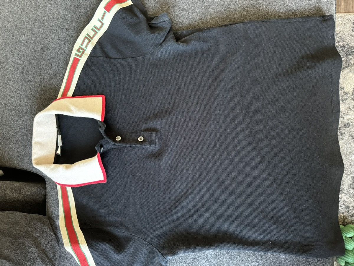 Gucci Black Gucci polo w/stripe Size US L / EU 52-54 / 3 - 6 Thumbnail