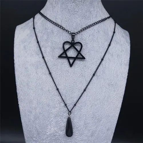 Other Heartagram Stainless Steel Layered Black Necklace Size ONE SIZE - 4 Thumbnail